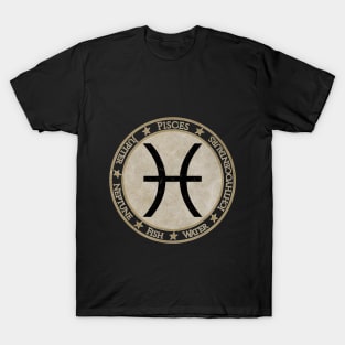 Vintage Pisces Zodiac Sign Horoscope Astrology Symbol T-Shirt